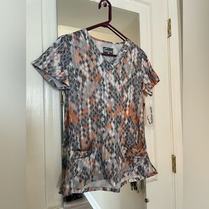 Orange and Gray Scrub Set- XS